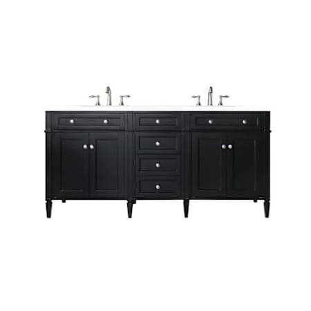 James Martin Vanities Brittany 72" Double Basin Poplar Wood Vanity Set with 3cm White Zeus Quartz Vanity Top and Rectangular Sinks Black Onyx
